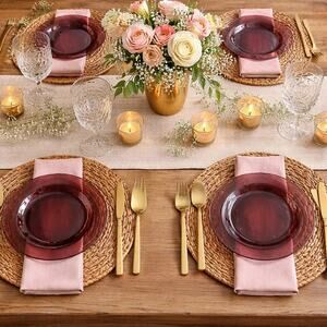 New Martinsville Amethyst Salad Plates Set of 4 Mid-Century Purple Glass 8in